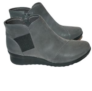 Cloudsteppers Clarks Wedge Ankle Boots Grey 8 W